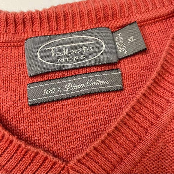 Talbots Men Pima Cotton XL Golf Sweater Vest in Burnt Orange Color - Picture 3 of 4